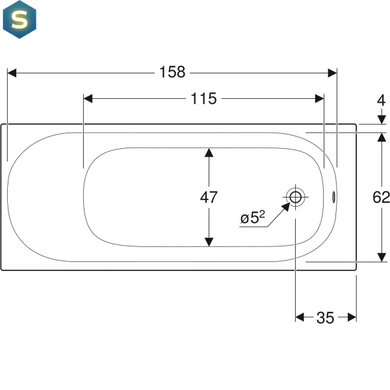 Ванна акрилова Geberit Soana 170x70 554.002.01.1 + ніжки, Білий
