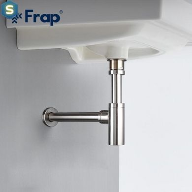 Полусифон для умывальника Frap F82-5 под донный клапан, латунь, сатин, Хром матовый