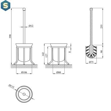 Ершик для унитаза напольный Kroner KRM Rizze - ACG323 CV022911, Хром