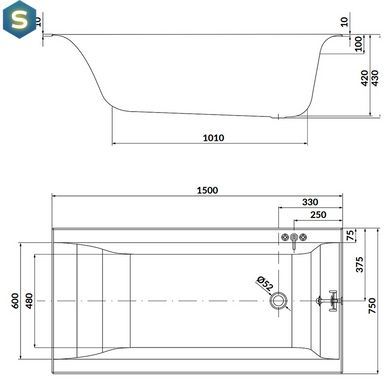Ванна прямокутна Cersanit Larga 150x75 S301-304