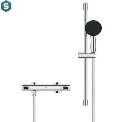 Набор смесителей Grohe Quickfix термостат для душа с душевым гарнитуром Precision Flow THM и смеситель для раковины StartEdge S-Size UA202503TE, Хром
