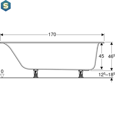 Ванна акрилова Geberit Soana 170x70 554.002.01.1 + ніжки, Білий
