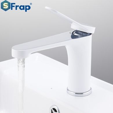F1045 Змішувач для умивальника гайка білий/хром &Oslash;35 Frap 1/10, Білий