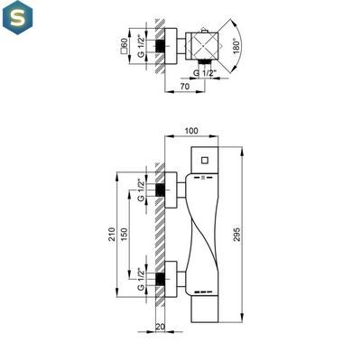Термостат для душа Qtap Zkrouceny 40T105C, Хром