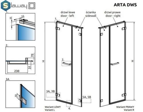 Душові двері Radaway Arta DWS 120 см 386828-03-01L + 386091-03-01L