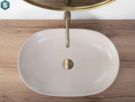 Умивальник Rea Cleo 61 beige matt бежевий накладний REA-U9655, Бежевий