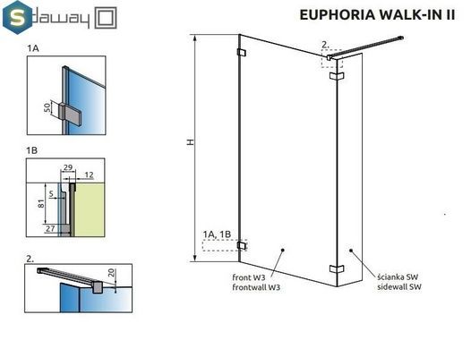 Душевая перегородка Radaway Euphoria Walk-in II 120 см 383134-01-01+383160-01-01