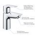 Набор смесителей Grohe Quickfix термостат для душа с душевым гарнитуром Precision Flow THM и смеситель для раковины StartEdge S-Size UA202503TE, Хром