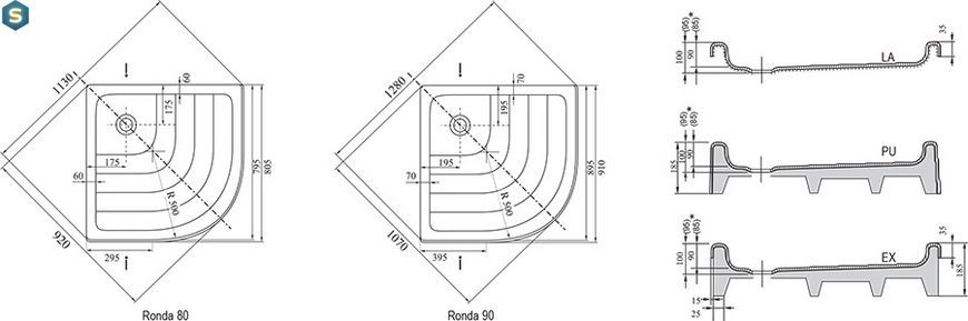 Душевой поддон Ravak Ronda-90 PU белый A207001120