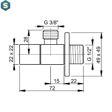 Угловой вентиль 1/2"x3/8" Alca Plast ARV002, Хром