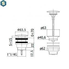 Донный клапан Paffoni click-clack steel ZSCA050ST, Нержавеющая сталь