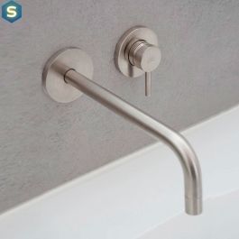 Смеситель для раковины настенный Paffoni Light излив 248 мм steel LIG007ST70, Нержавеющая сталь