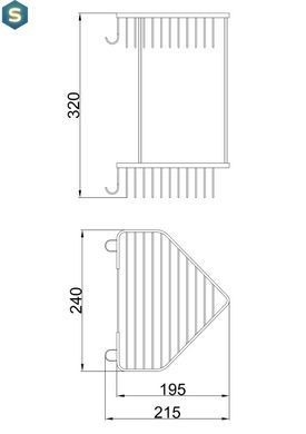Полиця кутова 2 яруси 240х320мм метал/хром Frap F335-1 1/20, Хром