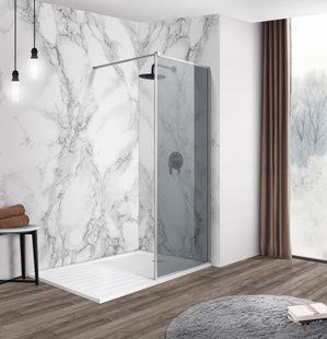 Душова стінка Imprese Walk-In з профілем та тримачем, 110x200 см, скло тоноване хром s09111001GR, тонованний, хром
