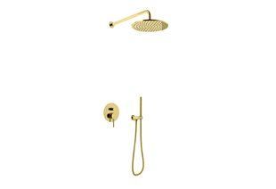 Душевая система Kohlman Axel 30 gold + BOX скрытого монтажа QW210AGDR30, Золотой