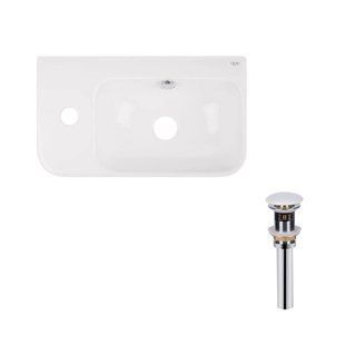 Умывальник Qtap Tern подвесной прямоугольный левый 450х260х155 мм White + донный клапан PU02O, Белый