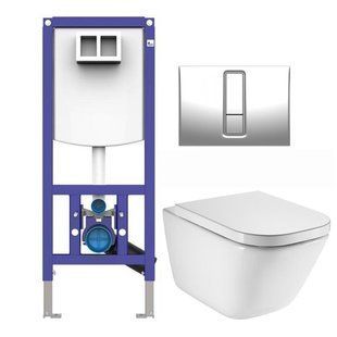Комплект инсталляция Sanit Ineo Plus 90.733.00..S00 с унитазом Roca Gap Clean Rim A34H47C000 с сидением Soft Close, Хром