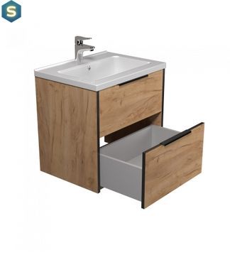 Тумба Мойдодир Line Craft 60 з умивальником Rodeo 60 дуб крафт/чорна, Дуб