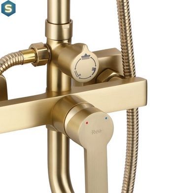 Душевая система Rea Argus brushed gold с изливом REA-P7841, Золотой