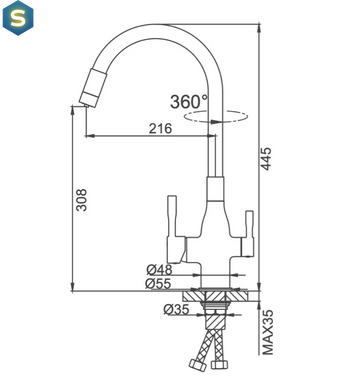 Змішувач для кухні Frap під фільтр з гнучким виливом F4396, Хром