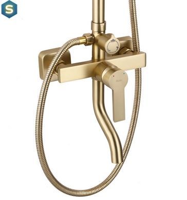 Душевая система Rea Argus brushed gold с изливом REA-P7841, Золотой