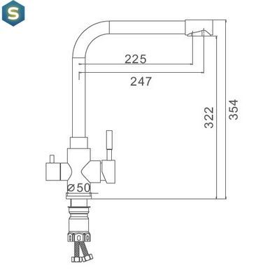 Смеситель для кухни нержавейка Г-гусак гайка &Oslash;35 Frap 1/10 F43899-1, Нержавеющая сталь