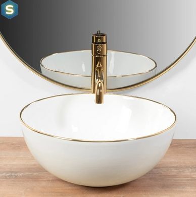Умывальник Rea Stella white gold edge накладной REA-U7445, Золотой