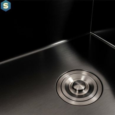 Кухонная мойка CM 65x50 R PVD черная Platinum Handmade (круглый сифон 3.0/0.8), Черный/золото