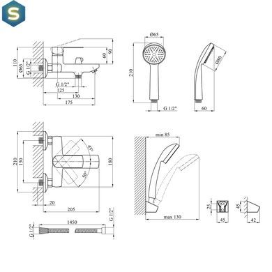 Змішувач для ванної Kroner KRM Fulda - W060 CV018080, Белый матовый