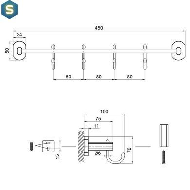Крючок Qtap Liberty CRM 1154-4, Хром