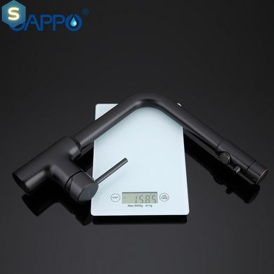 Смеситель для кухни с подключением фильтра черный шпилька &Oslash;35 Gappo 1/8 G4390-10, Черный матовый