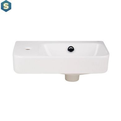 Умивальник Qtap Tern підвісний прямокутний ліва 450х260х155 мм White + донний клапан PU02O, Білий