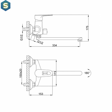 F22702-B (H702) Змішувач для ванної довгий гусак букс.перекл &Oslash;40 Frap 1/10, Хром