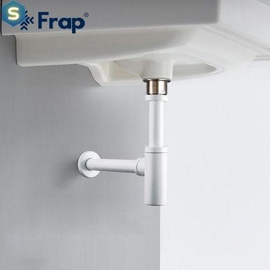 Напівсифон для умивальника Frap F82-6 під донний клапан, латунь, білий, Білий