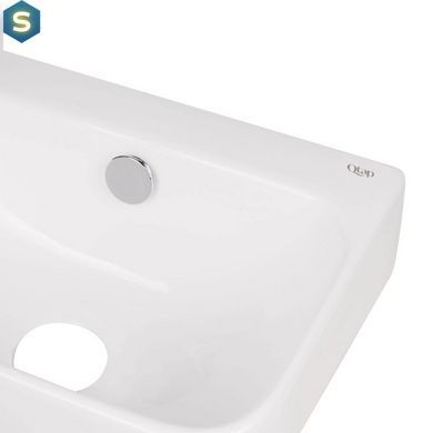 Умивальник Qtap Tern підвісний прямокутний ліва 450х260х155 мм White + донний клапан PU02O, Білий