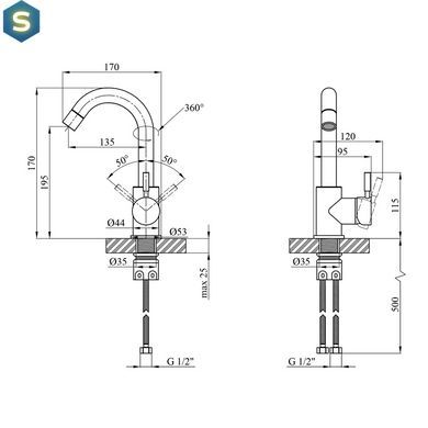 Смеситель для раковины Kroner KRP Edelstahl Klassisch - ESG011 CV022999, Хром матовый