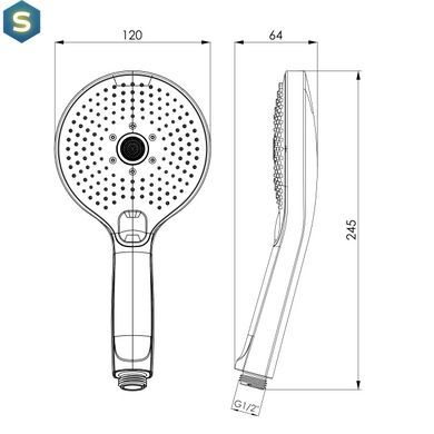 Ручний душ Imprese LSR-120CR 120 мм, 3 режими, кнопковий перемикач хром f03600101AW, Хром