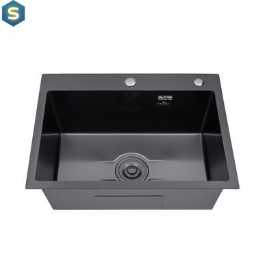 Кухонная мойка Kroner KRP Derby - 5843HM ​​PVD (2,5/0,5 мм) CV027241, Черный/золото