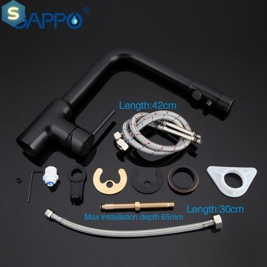 Смеситель для кухни с подключением фильтра черный шпилька &Oslash;35 Gappo 1/8 G4390-10, Черный матовый