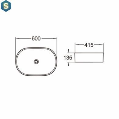 Умивальник накладний Volle Vis 60x41,5x13,5 см антрацит/матовий 1301.005010, Черный матовый