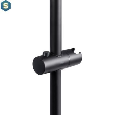 Душевая стойка с держателем универсальная Qtap Lepit 665 мм округлая QTLEP82103OB Black Matt, Черный матовый
