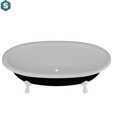 Ванна отдельностоящая матовая Amidicon Olimpia 180x90 черная из литого камня белые ножки OLIMPIA_180_nizhk_BLACK_MAT, Черно-белый
