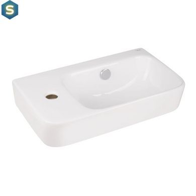 Умивальник Qtap Tern підвісний прямокутний ліва 450х260х155 мм White + донний клапан PU02O, Білий