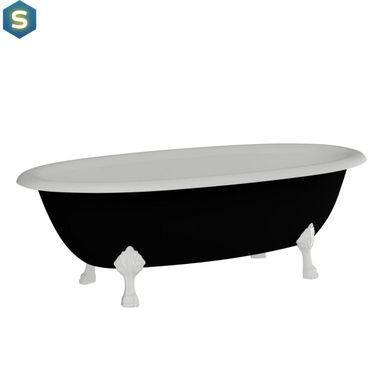 Ванна отдельностоящая матовая Amidicon Olimpia 180x90 черная из литого камня белые ножки OLIMPIA_180_nizhk_BLACK_MAT, Черно-белый