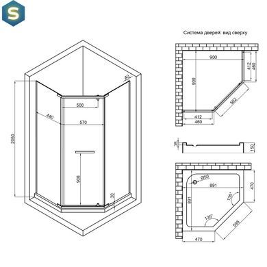 Душова кабіна Lidz Dozorca SC90x90.CRM.LOW.TR, скло прозоре 6 мм, Хром, Універсальна, прозорий