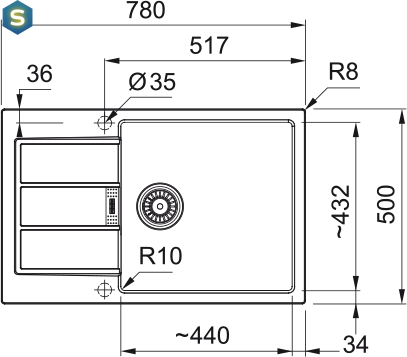Franke Sirius 2 S2D 611-78 XL, Тектонайт, Белый