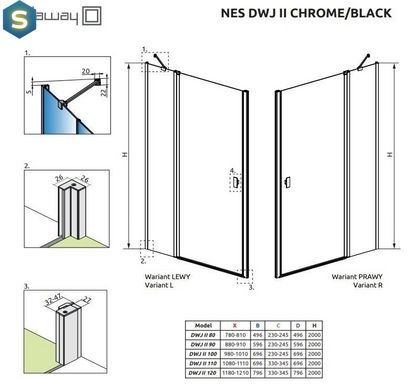 Душові двері Radaway Nes Black DWJ II 120 см 10036120-54-01R