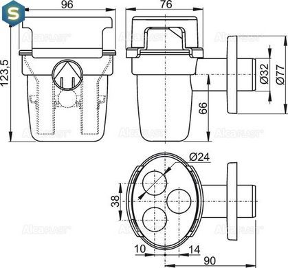 Сифон для сбора конденсата с шариком на 3 источника Alcaplast AKS5