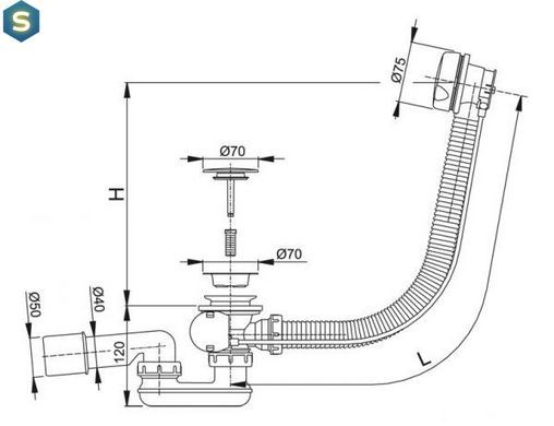 Слив-перелив для ванны полуавтомат Koller Pool B70CLPA