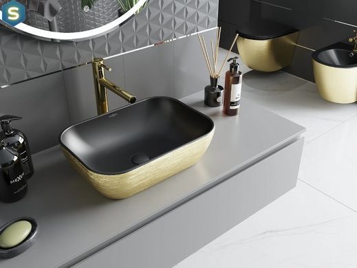 Умивальник Mexen Rita brushed gold black matt накладний MEX-21084577, Золотий